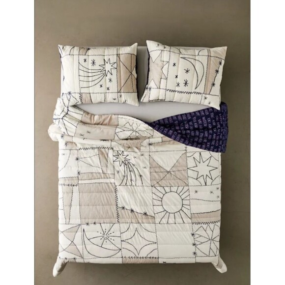 URBAN OUTFITTERS HOME Starlight Stich Quilt and Sham Set Twin Size Celestial - Picture 1 of 9